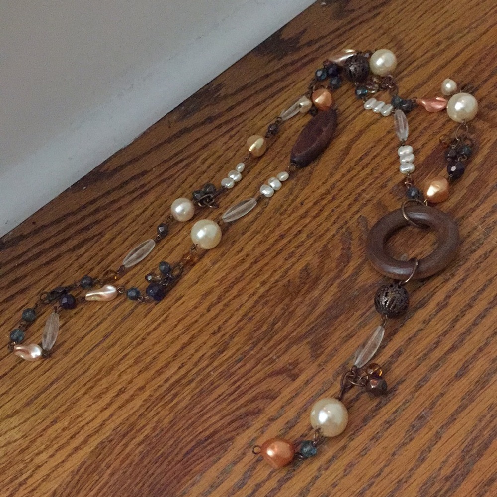 Boho Funky Copper Tones, Faux Pearl, Wood, Beads